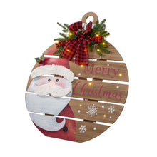 Load image into Gallery viewer, 30"H Lighted Round Wooden Santa Porch Décor