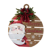 Load image into Gallery viewer, 30"H Lighted Round Wooden Santa Porch Décor