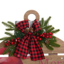 Load image into Gallery viewer, 30"H Lighted Round Wooden Santa Porch Décor