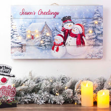 Load image into Gallery viewer, 24"L Christmas Lighted Wooden Snowman Wall Hanging Decor