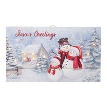 Load image into Gallery viewer, 24"L Christmas Lighted Wooden Snowman Wall Hanging Decor