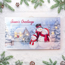Load image into Gallery viewer, 24"L Christmas Lighted Wooden Snowman Wall Hanging Decor