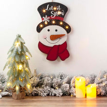 Load image into Gallery viewer, 19"H Christmas Lighted 3D Wooden Metal Snowman Wall Hanging Decor