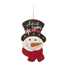 Load image into Gallery viewer, 19"H Christmas Lighted 3D Wooden Metal Snowman Wall Hanging Decor