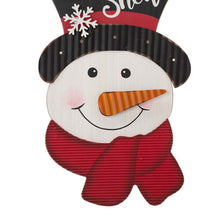 Load image into Gallery viewer, 19"H Christmas Lighted 3D Wooden Metal Snowman Wall Hanging Decor