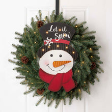 Load image into Gallery viewer, 19"H Christmas Lighted 3D Wooden Metal Snowman Wall Hanging Decor