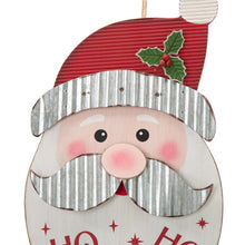 Load image into Gallery viewer, 19"H Christmas Lighted 3D Wooden Metal Santa Wall Hanging Decor