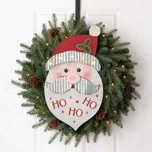 Load image into Gallery viewer, 19"H Christmas Lighted 3D Wooden Metal Santa Wall Hanging Decor