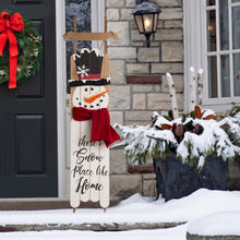 Load image into Gallery viewer, 42"H?Wooden Sleigh Christmas Snowman Porch Sign