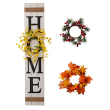 Load image into Gallery viewer, 42"H Wooden "Home" Porch Sign with 3 Interchangeable Floral Wreaths(Spring/ Fall/ Christmas)