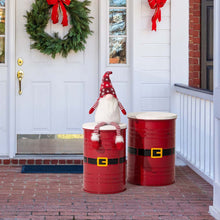 Load image into Gallery viewer, Christmas Santa Belt Metal Storage Container Space Saver with Wood Lid, Set of 2