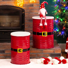 Load image into Gallery viewer, Christmas Santa Belt Metal Storage Container Space Saver with Wood Lid, Set of 2