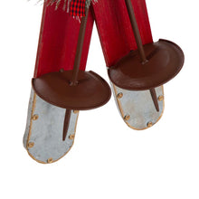Load image into Gallery viewer, 35"H Red Christmas Wooden/Galvanized Ski Décor