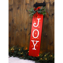 Load image into Gallery viewer, 40"H Lighted Wooden Sleigh "JOY" Porch Sign Board