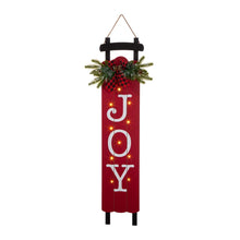 Load image into Gallery viewer, 40"H Lighted Wooden Sleigh "JOY" Porch Sign Board