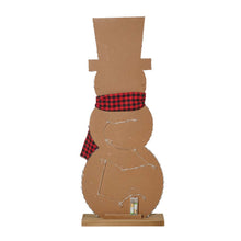 Load image into Gallery viewer, 36"H Lighted Wooden Christmas Snowman Porch Décor with Plaid Scarf