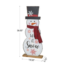 Load image into Gallery viewer, 36"H Lighted Wooden Christmas Snowman Porch Décor with Plaid Scarf