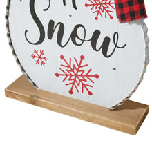 Load image into Gallery viewer, 36"H Lighted Wooden Christmas Snowman Porch Décor with Plaid Scarf