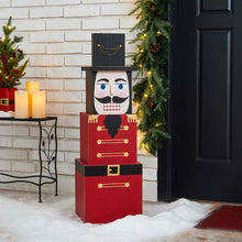 Load image into Gallery viewer, 35.50"H Wooden Stacked Block Nutcracker Porch Decor