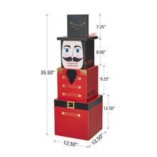 Load image into Gallery viewer, 35.50"H Wooden Stacked Block Nutcracker Porch Decor