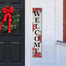 Load image into Gallery viewer, 42"H Lighted Wooden Poinsettia "WELCOME" Porch Sign Board