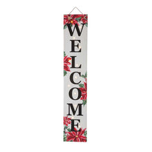 Load image into Gallery viewer, 42"H Lighted Wooden Poinsettia "WELCOME" Porch Sign Board