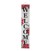 Load image into Gallery viewer, 42"H Lighted Wooden Poinsettia "WELCOME" Porch Sign Board
