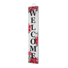 Load image into Gallery viewer, 42"H Lighted Wooden Poinsettia "WELCOME" Porch Sign Board