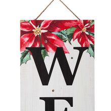 Load image into Gallery viewer, 42"H Lighted Wooden Poinsettia "WELCOME" Porch Sign Board