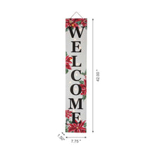 Load image into Gallery viewer, 42"H Lighted Wooden Poinsettia "WELCOME" Porch Sign Board