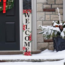 Load image into Gallery viewer, 42"H Lighted Wooden Poinsettia "WELCOME" Porch Sign Board
