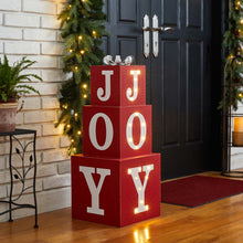 Load image into Gallery viewer, 32"H Lighted Wooden Stacked Block "JOY" Porch Sign Boxes