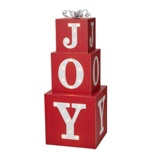 Load image into Gallery viewer, 32"H Lighted Wooden Stacked Block "JOY" Porch Sign Boxes