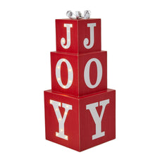 Load image into Gallery viewer, 32"H Lighted Wooden Stacked Block "JOY" Porch Sign Boxes