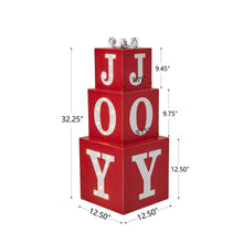 Load image into Gallery viewer, 32"H Lighted Wooden Stacked Block "JOY" Porch Sign Boxes