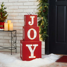 Load image into Gallery viewer, 32"H Lighted Wooden Stacked Block "JOY" Porch Sign Boxes