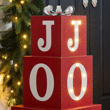 Load image into Gallery viewer, 32"H Lighted Wooden Stacked Block "JOY" Porch Sign Boxes