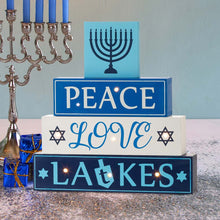 Load image into Gallery viewer, 11"L Hanukkah LED Lighted Wooden/Metal Block Word Sign Decor(8 Bulbs)