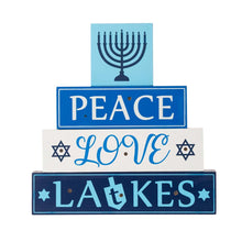 Load image into Gallery viewer, 11"L Hanukkah LED Lighted Wooden/Metal Block Word Sign Decor(8 Bulbs)
