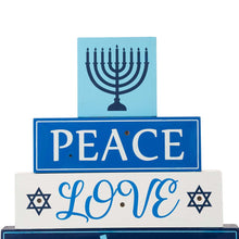 Load image into Gallery viewer, 11"L Hanukkah LED Lighted Wooden/Metal Block Word Sign Decor(8 Bulbs)