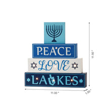 Load image into Gallery viewer, 11"L Hanukkah LED Lighted Wooden/Metal Block Word Sign Decor(8 Bulbs)