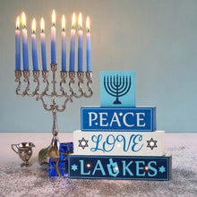 Load image into Gallery viewer, 11"L Hanukkah LED Lighted Wooden/Metal Block Word Sign Decor(8 Bulbs)