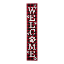 Load image into Gallery viewer, 42"H Wooden Plaid Pet Paw "WELCOME" Porch Sign Board