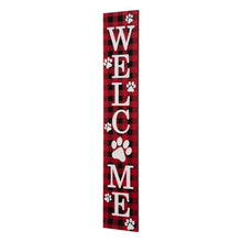 Load image into Gallery viewer, 42"H Wooden Plaid Pet Paw "WELCOME" Porch Sign Board