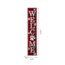 Load image into Gallery viewer, 42"H Wooden Plaid Pet Paw "WELCOME" Porch Sign Board