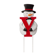 Load image into Gallery viewer, Metal Vertical or Horizontal "JOY" Snowman Family Yard Stake, Set Of 3