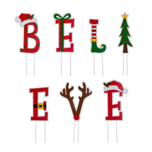 Load image into Gallery viewer, 23"H Set of 7 "BELIEVE" Yard Stake or Wall Décor (2 Functions)