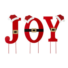 Load image into Gallery viewer, 30"H Set of 3 Metal "JOY" Yard Stake or Standing Décor or Wall Décor (3 Functions)