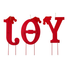 Load image into Gallery viewer, 30"H Set of 3 Metal "JOY" Yard Stake or Standing Décor or Wall Décor (3 Functions)