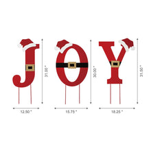 Load image into Gallery viewer, 30"H Set of 3 Metal "JOY" Yard Stake or Standing Décor or Wall Décor (3 Functions)
